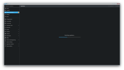 A screenshot of Discover refreshing the updates page